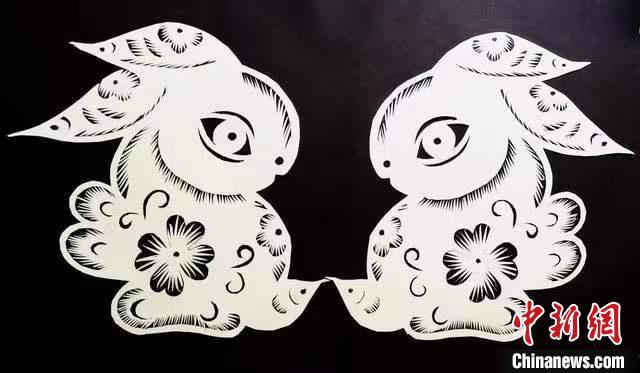 圖為甘肅“非遺人”創(chuàng)作的剪紙兔。(資料圖) 甘肅省非遺保護中心供圖